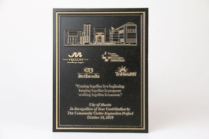 Custom designed plaque city/building dedication