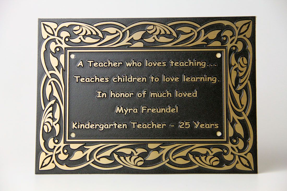 Teacher dedication plaque with inspirational quote